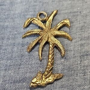 Vintage Set Of 10 Heavy Metal Elegant Gold Palm Tree Shower Curtain Hooks